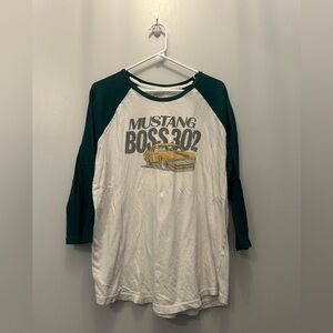 Lucky Brand and Ford Mustang Boss 302 Graphic Raglan Tee. Men’s Large.